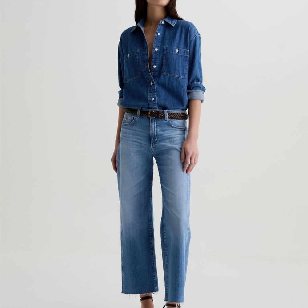 AG Adriano Goldschmied Wide Leg Crop Jeans - color Rosarito Size 28